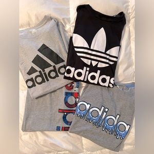Four boys Adidas short sleeved shirts size L